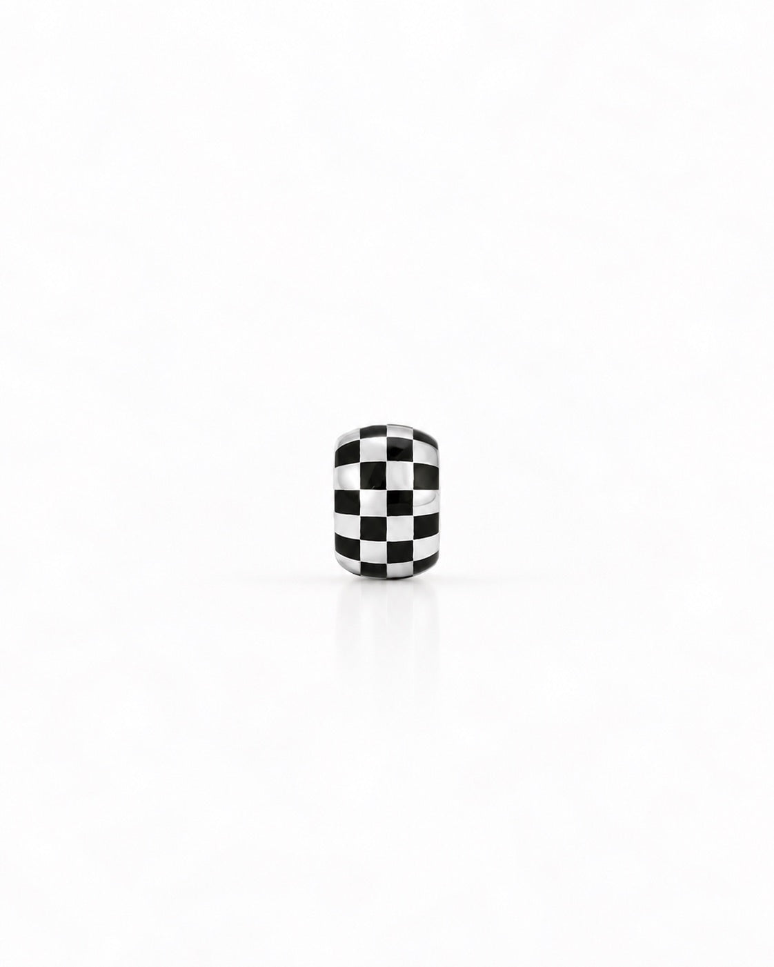 Black Ceramic Checkerboard Big Bead