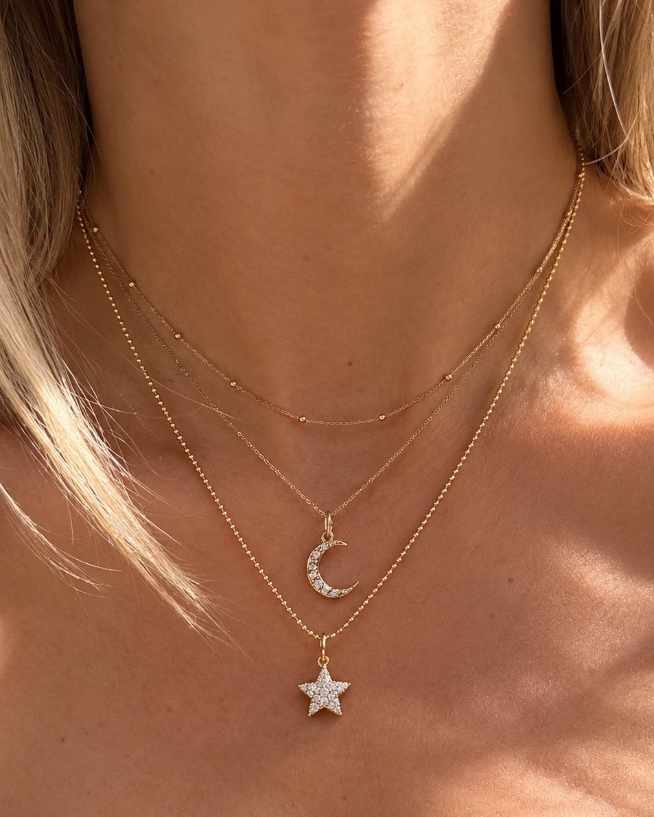 Black & White Diamond Double-Sided Star Charm