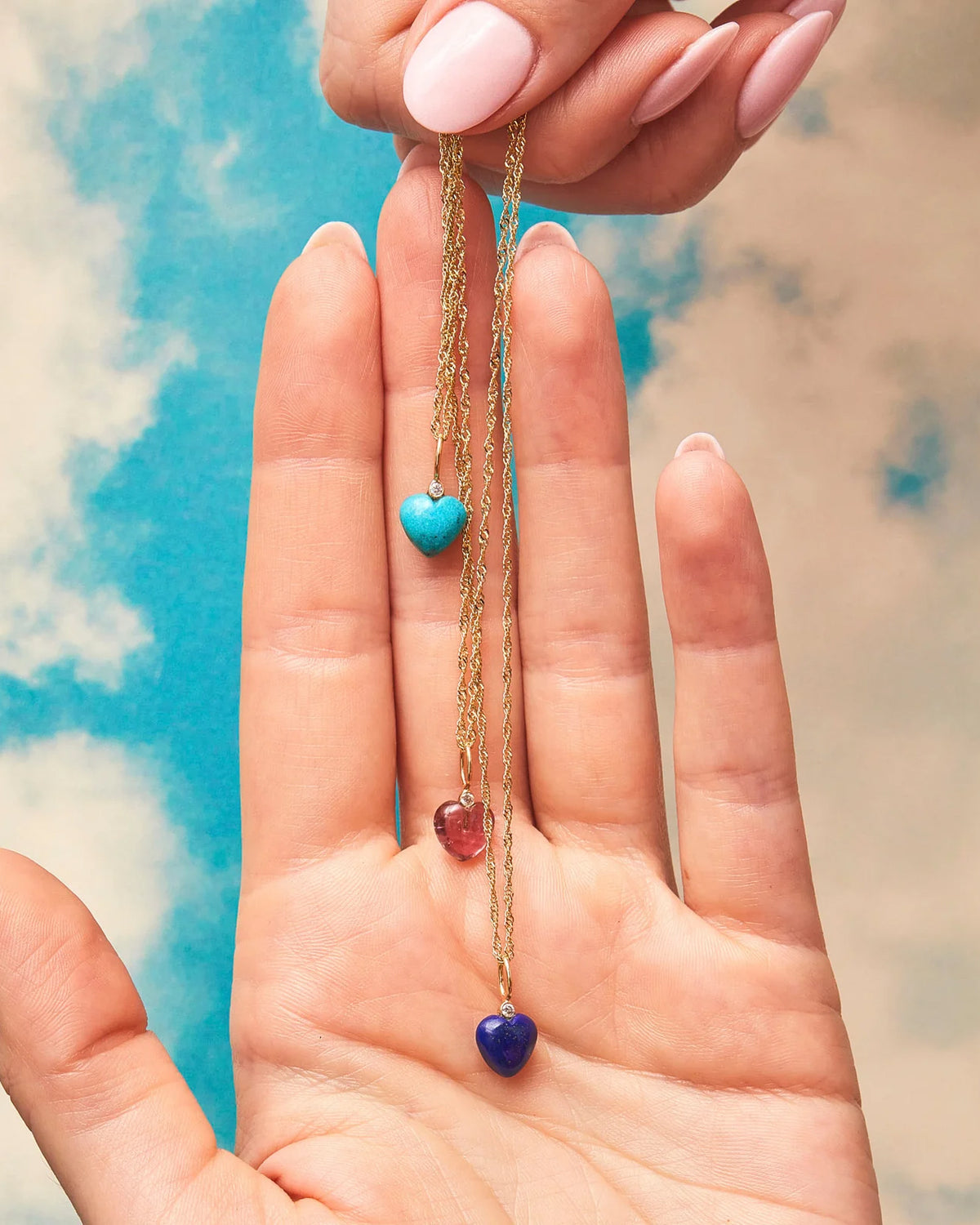 Carved Lapis Sweetheart Diamond Charm