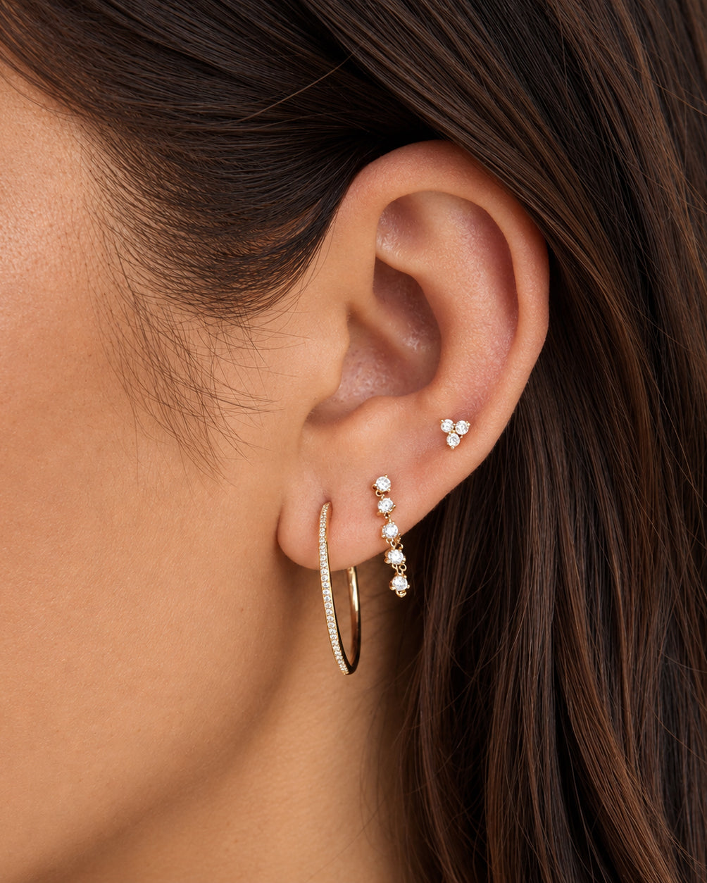 Diamond Trio Stud Earrings