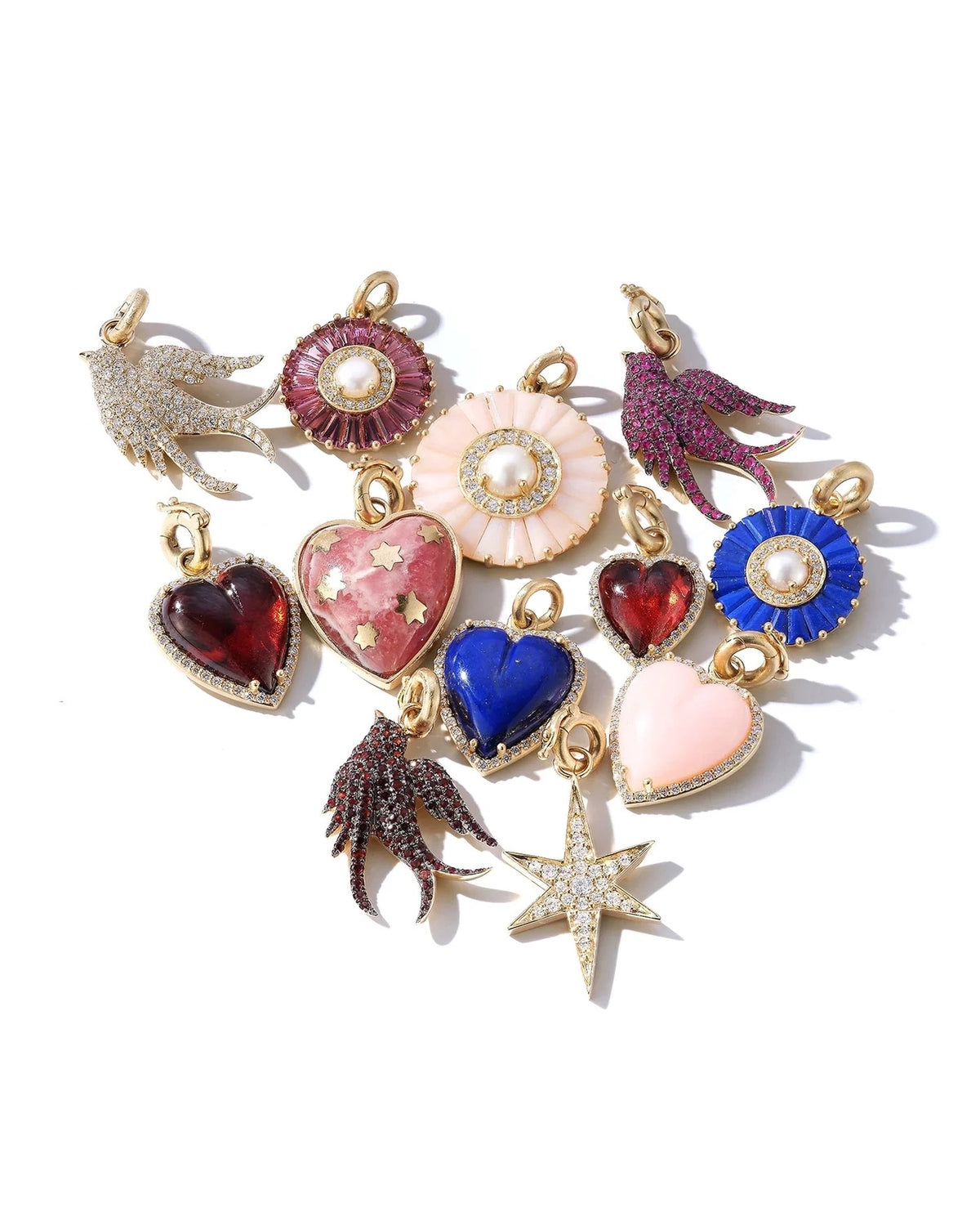 Diamond & Garnet Alana Heart Charm