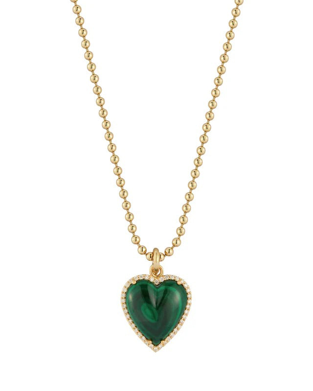 Diamond & Malachite Alana Heart Charm