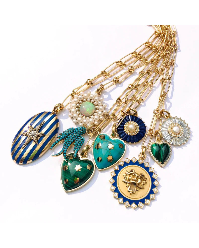 Diamond & Malachite Alana Heart Charm