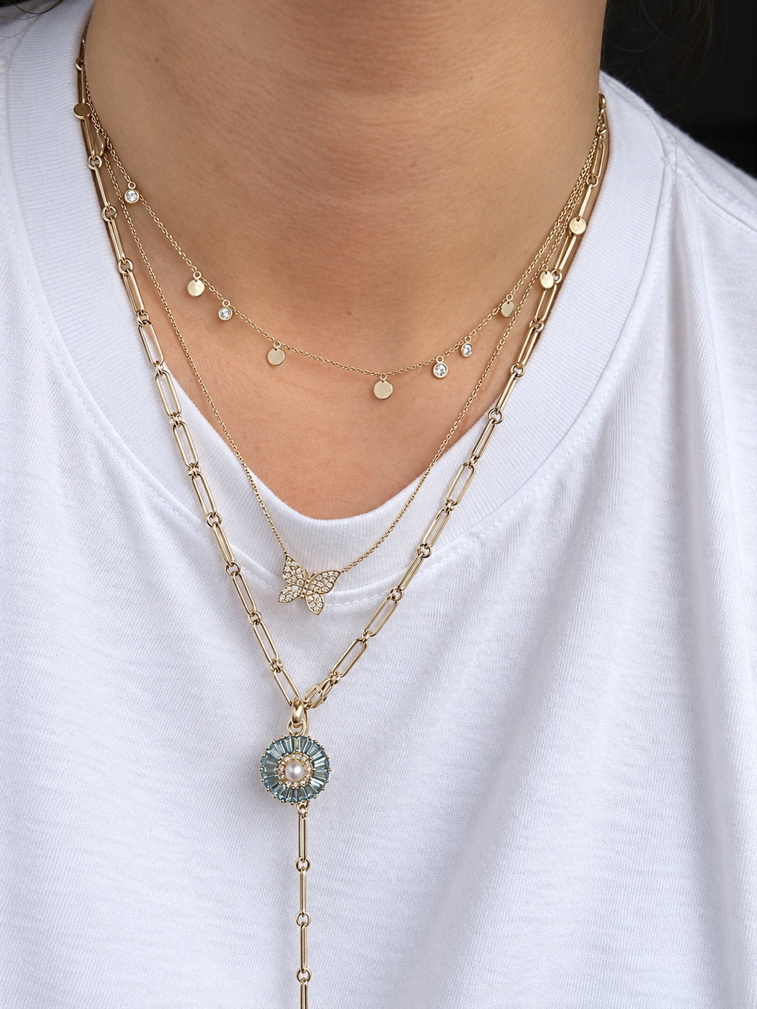 Emily Aquamarine Pearl and Diamond Small Charm