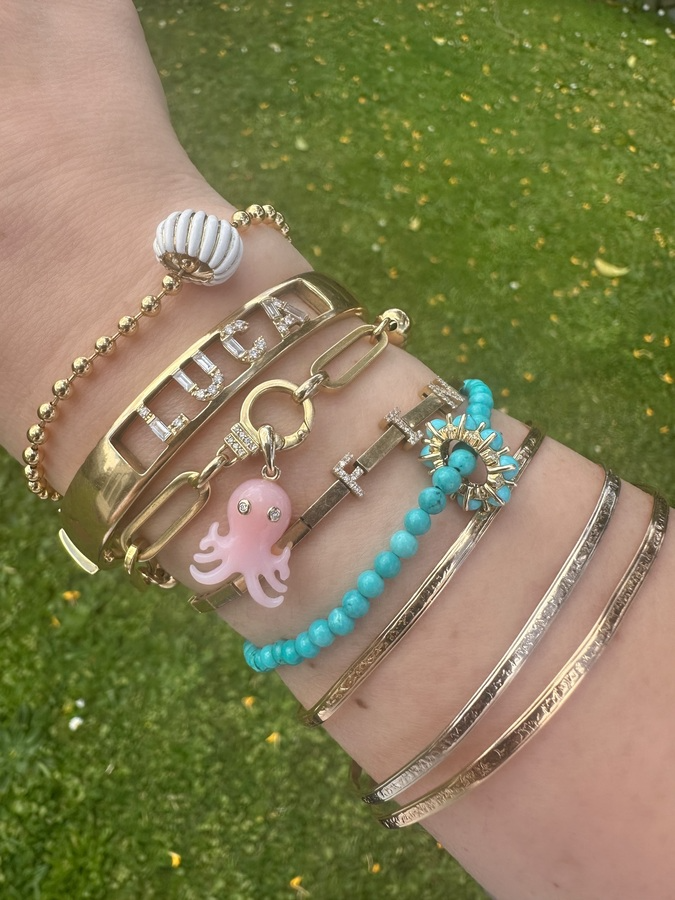 TURQUOISE & DIAMOND ROUNDS big bead