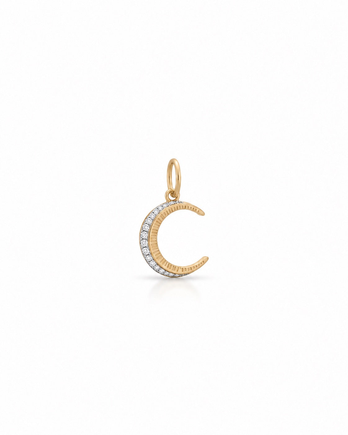 Fluted Crescent Diamond Charm