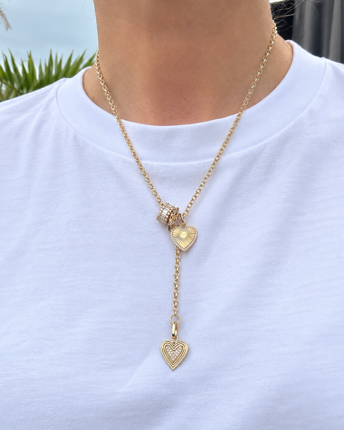 Fluted Heart Diamond Charm
