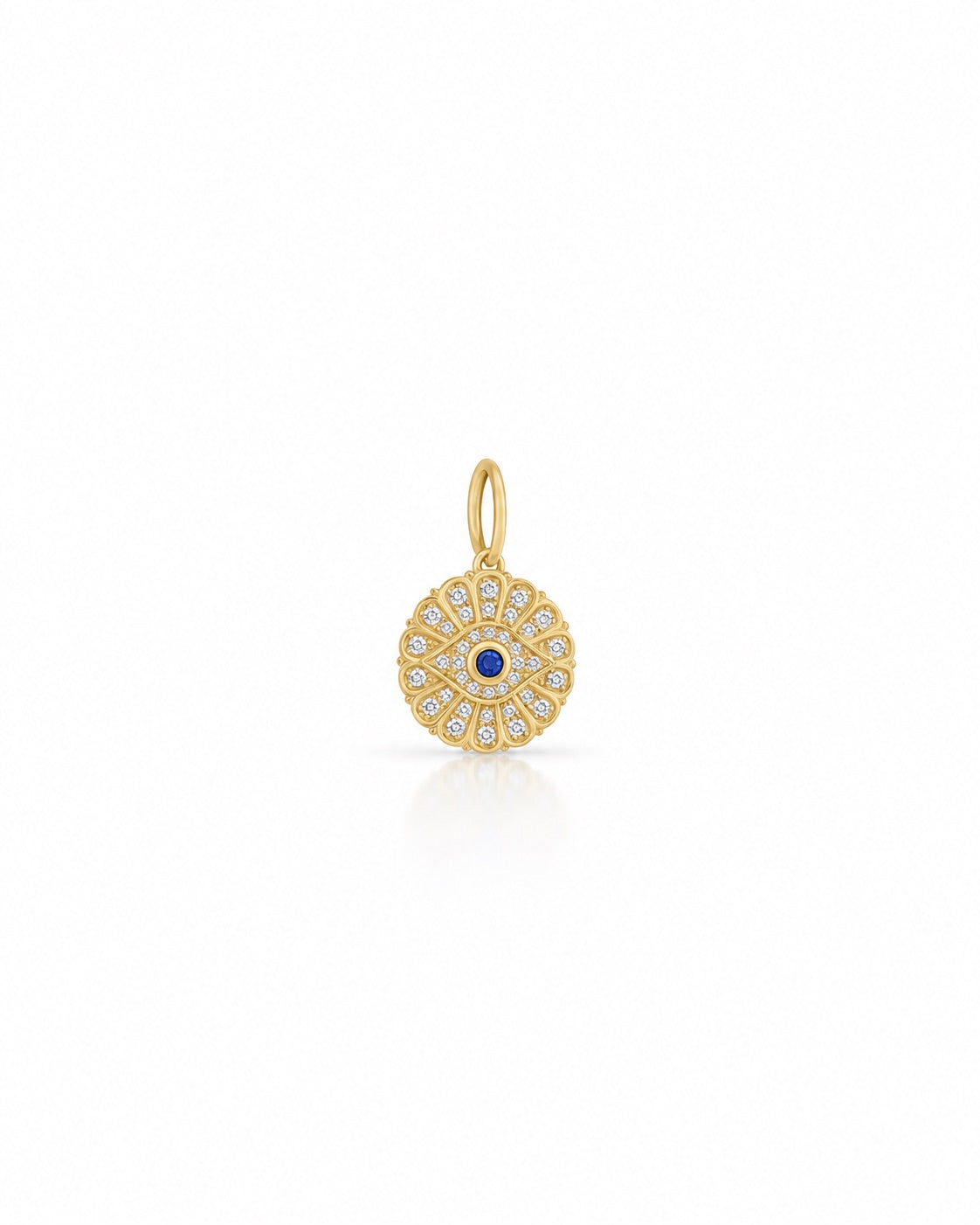 LARGE EVIL EYE diamond & sapphire Charm