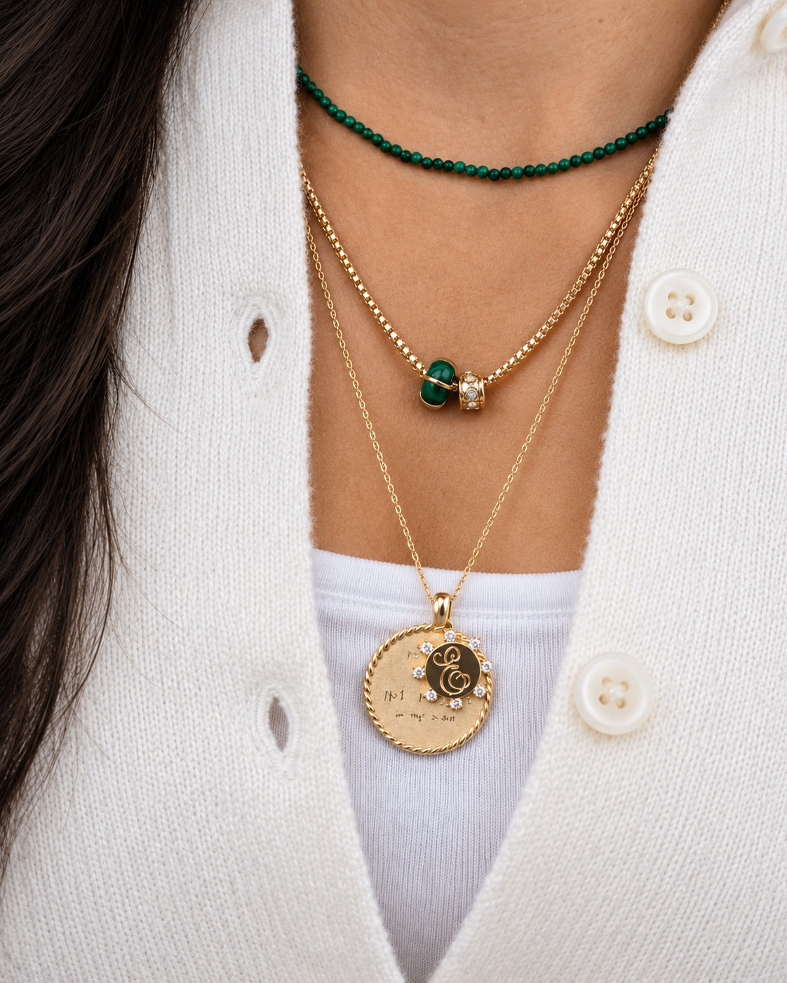 MALACHITE & GOLD STRIPE Rondelle bead