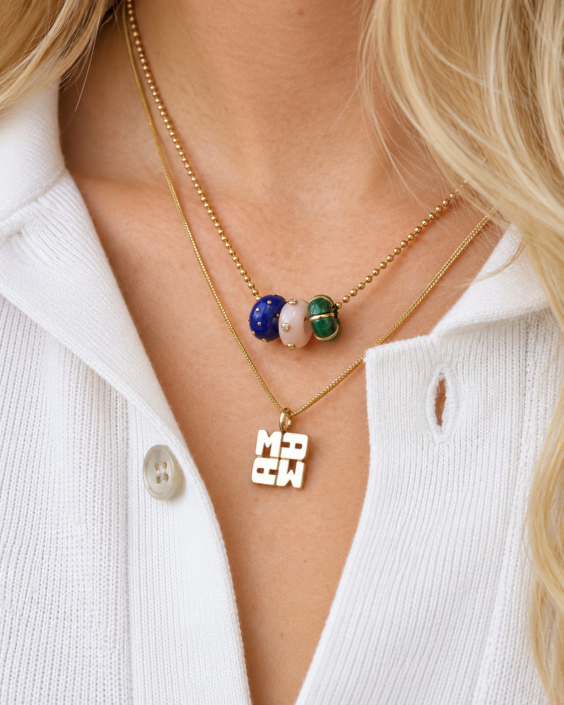 LAPIS & GOLD DOT Rondelle bead