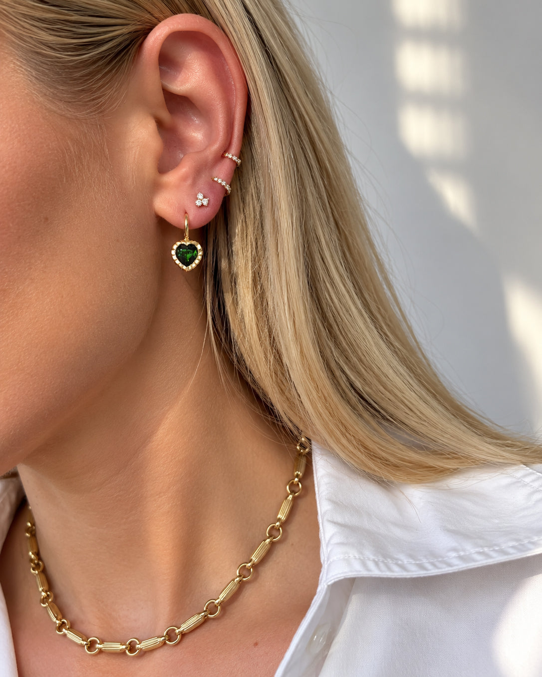 One of a Kind Green Tourmaline Heart Earrings
