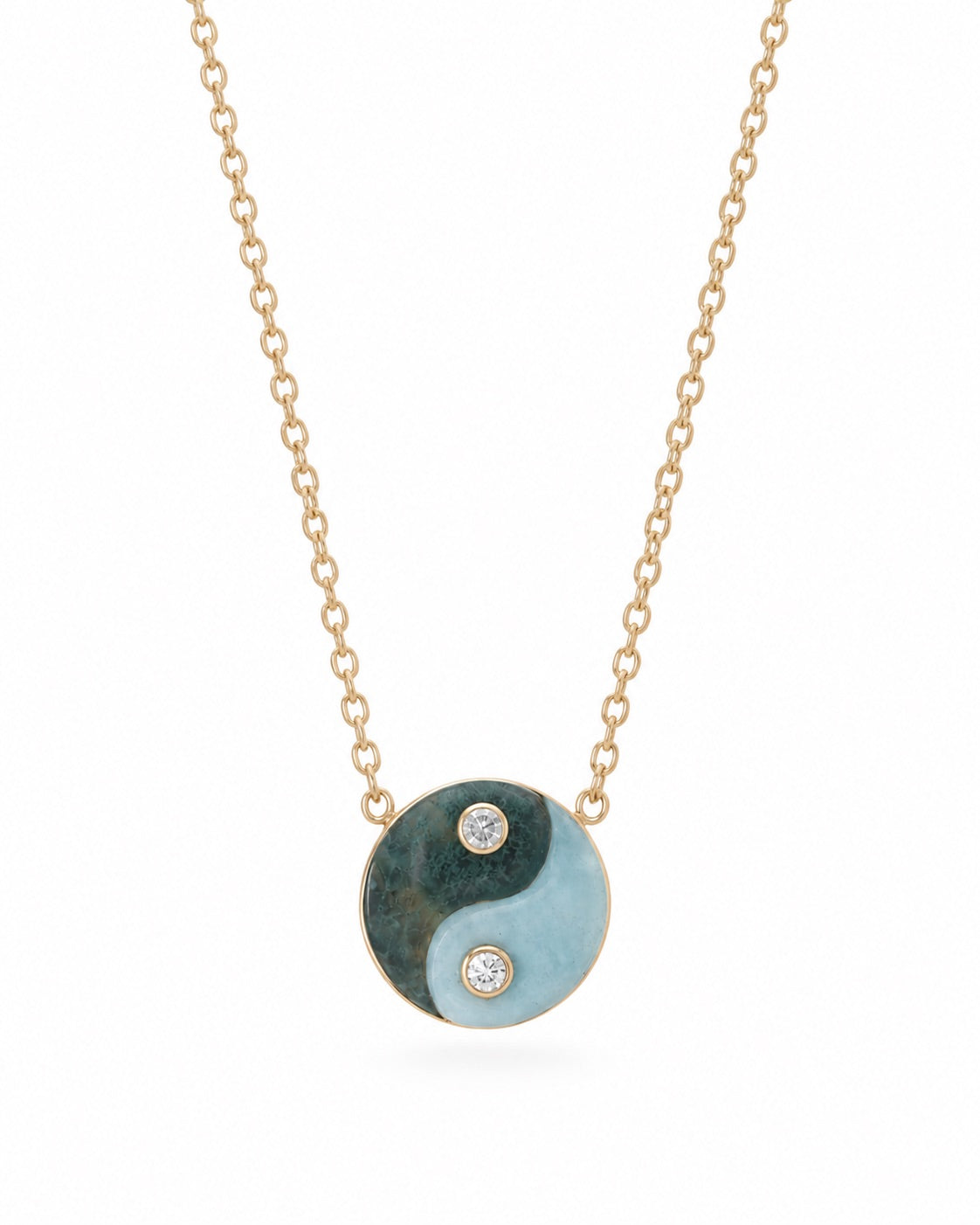 Peruvian Opal & Moss Agate MEDIUM DOUBLE STONE YIN YANG PENDANT