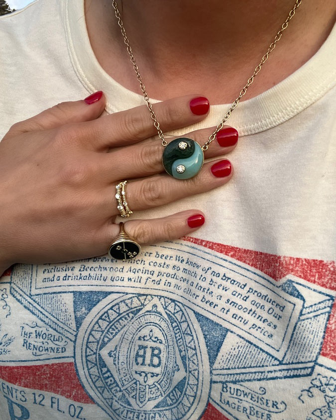 Peruvian Opal & Moss Agate MEDIUM DOUBLE STONE YIN YANG PENDANT