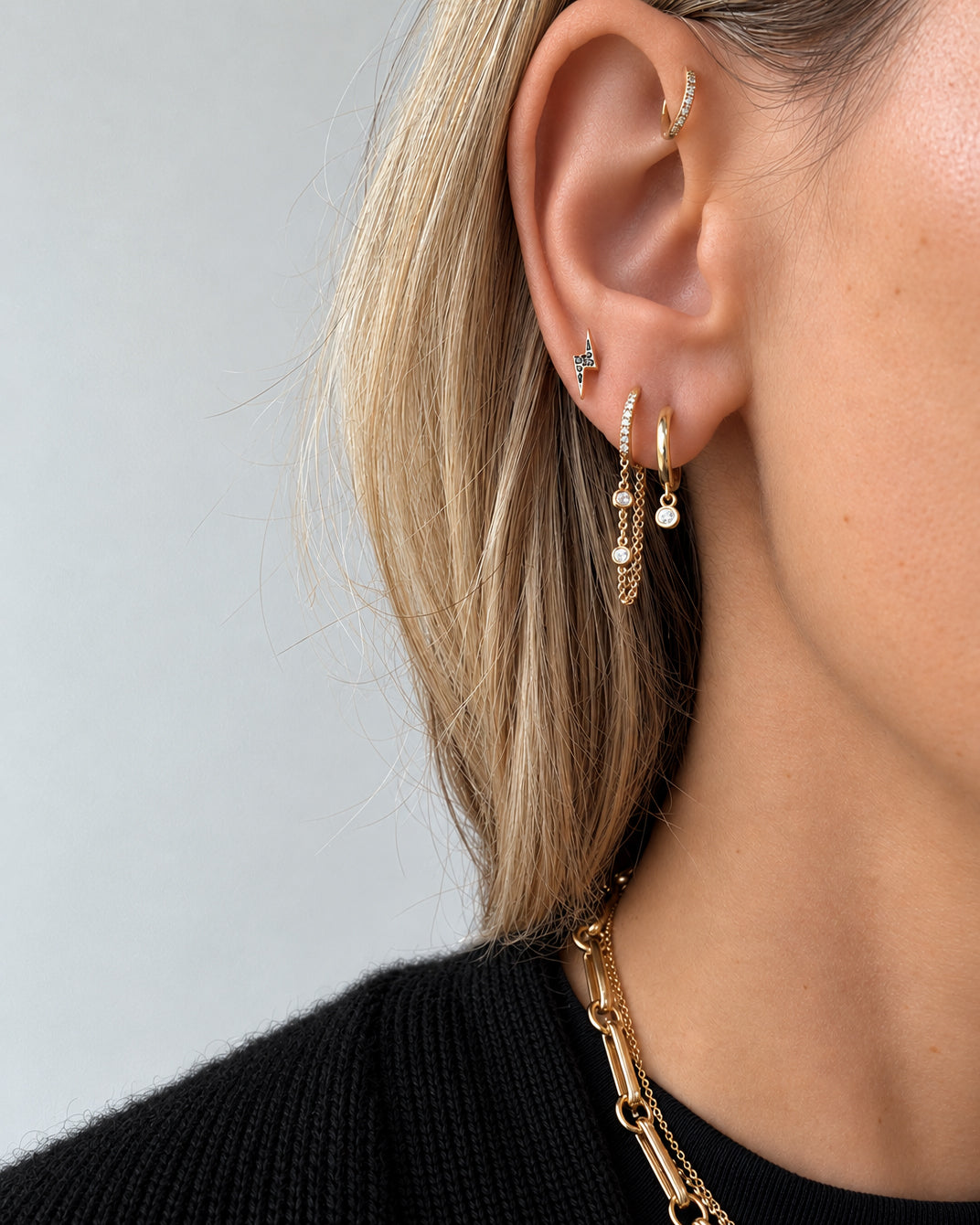 Single Diamond Raindrop Huggie Earrings