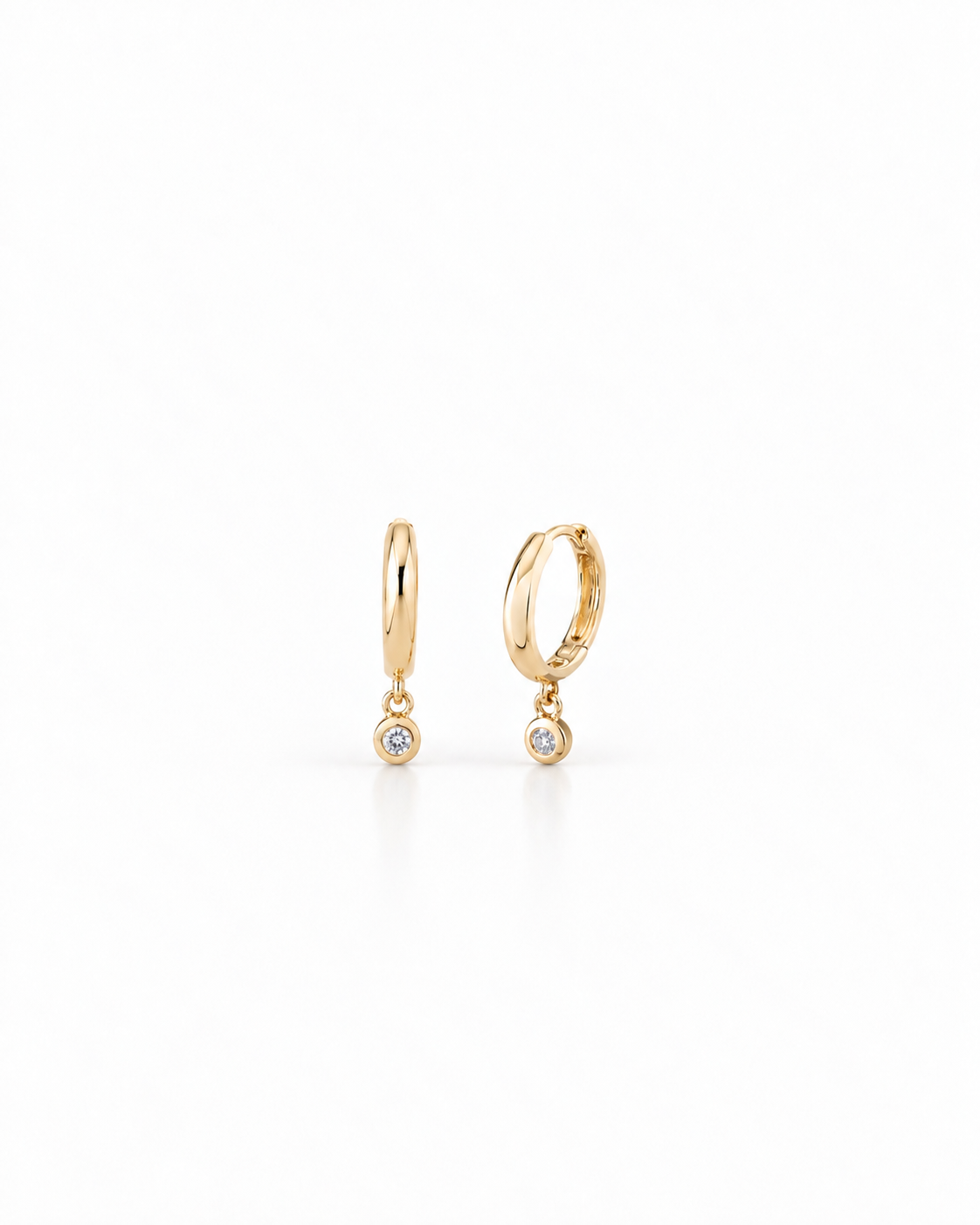 Single Diamond Raindrop Huggie Earrings