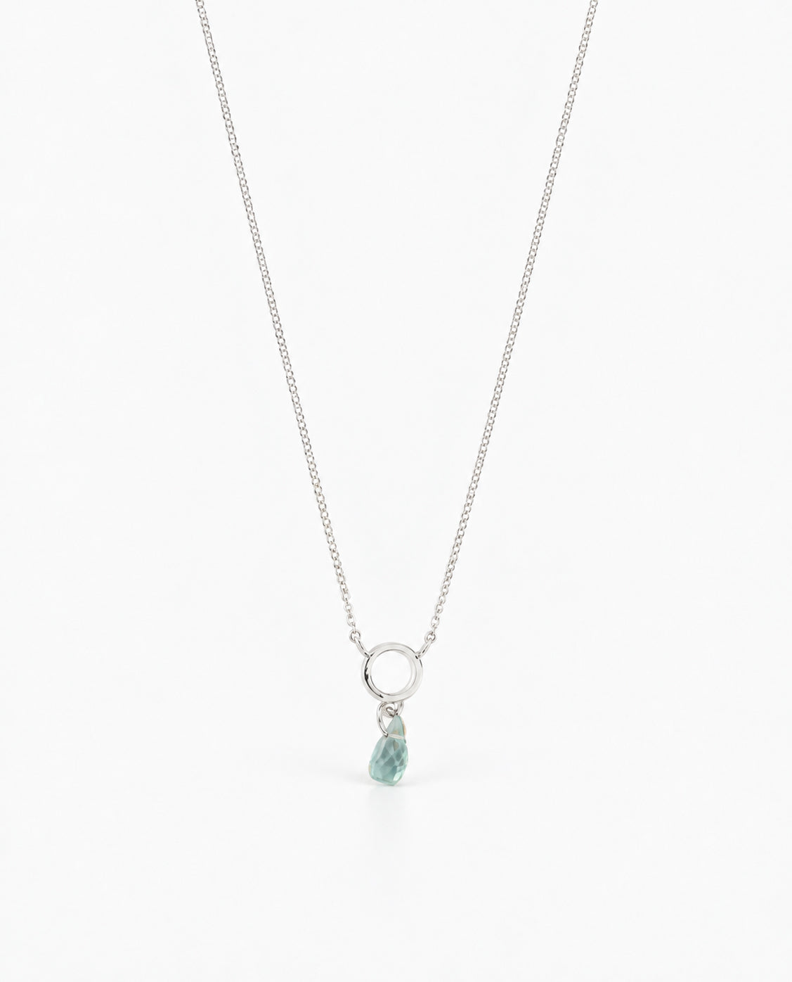 Tiny Circle Aquamarine Necklace
