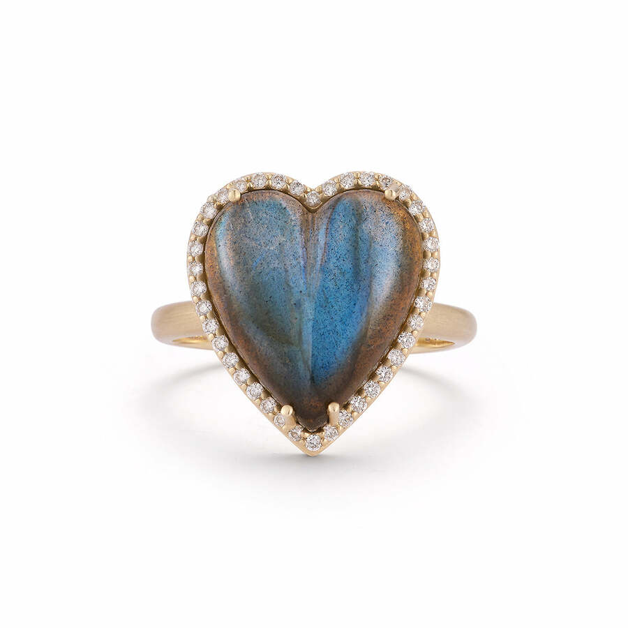 ALANA 14 - carat gold, labradorite and diamond heart ring