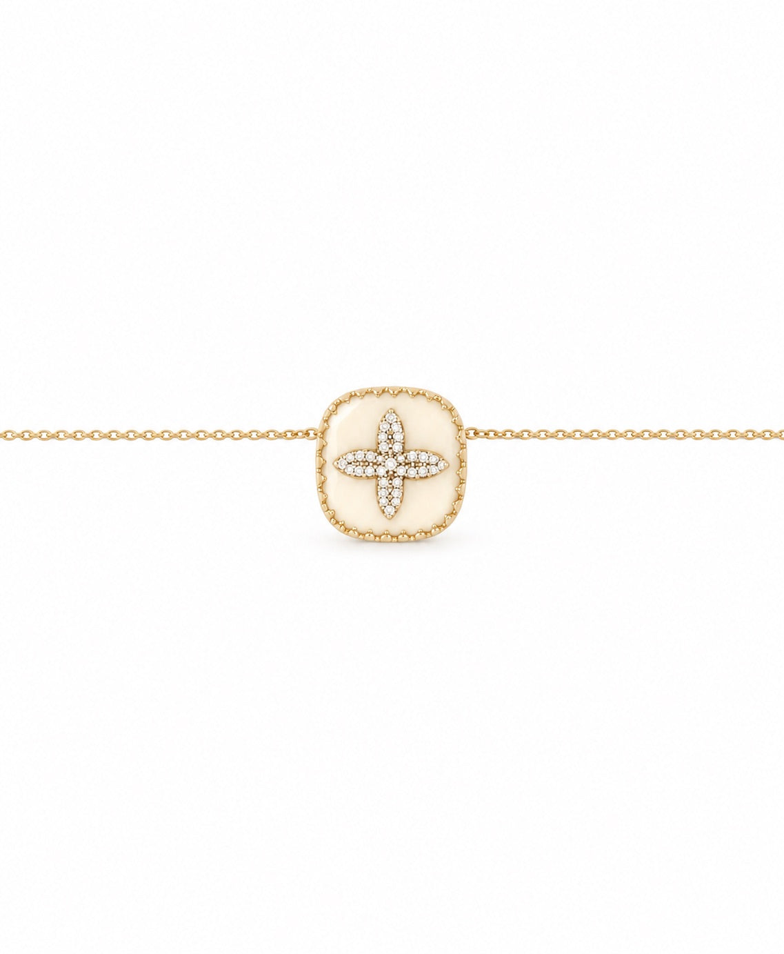 BOWIE white diamond & pink gold necklace