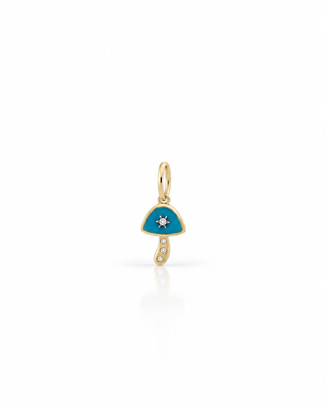 Baby Mushroom Turquoise & Diamond Charm