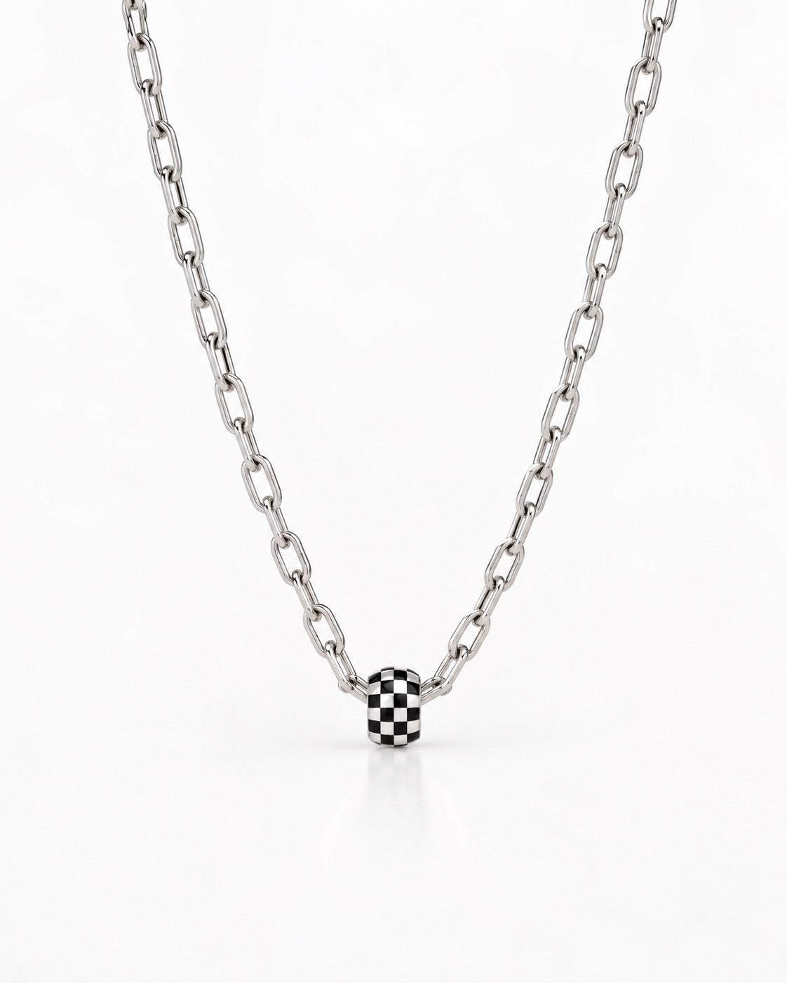 Black Ceramic Checkerboard Big Bead