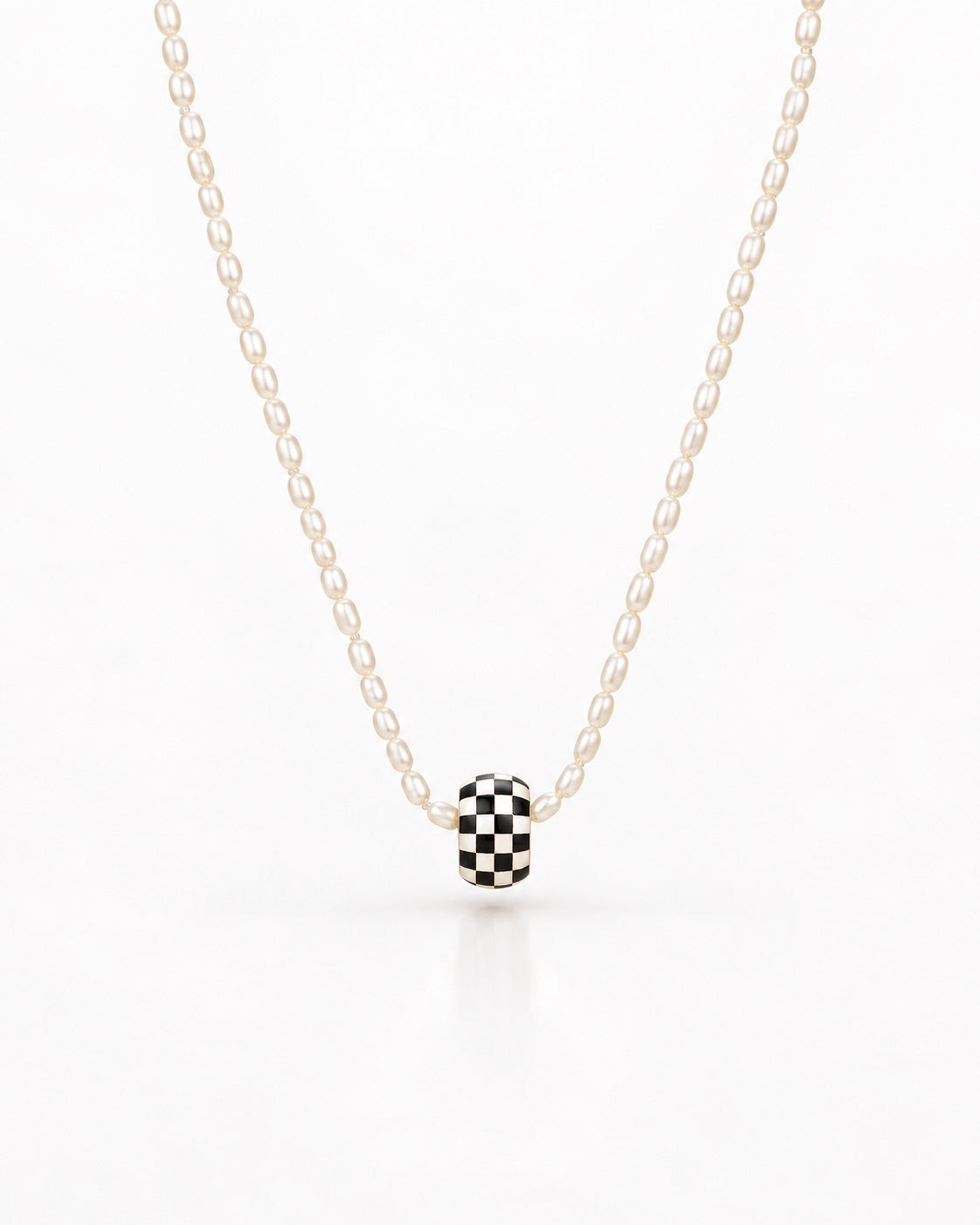 Black Ceramic Checkerboard Big Bead
