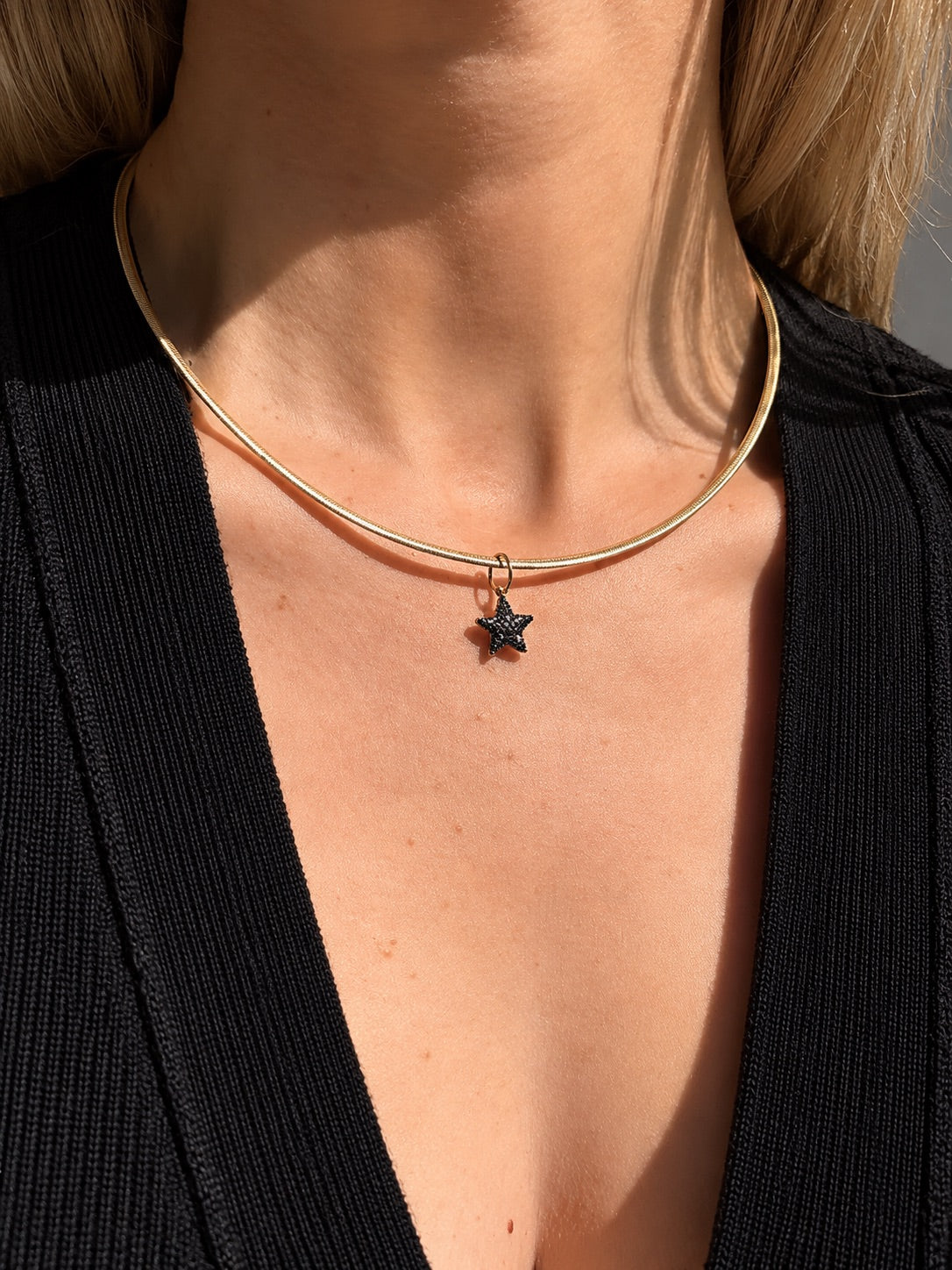 Black & White Diamond Double-Sided Star Charm