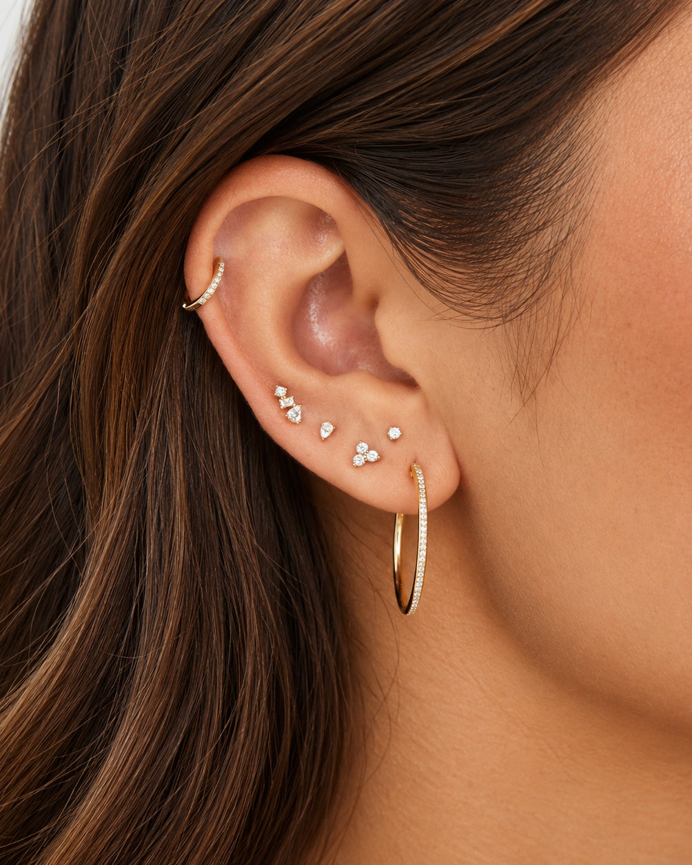 Diamond Multifaceted Stud Earrings