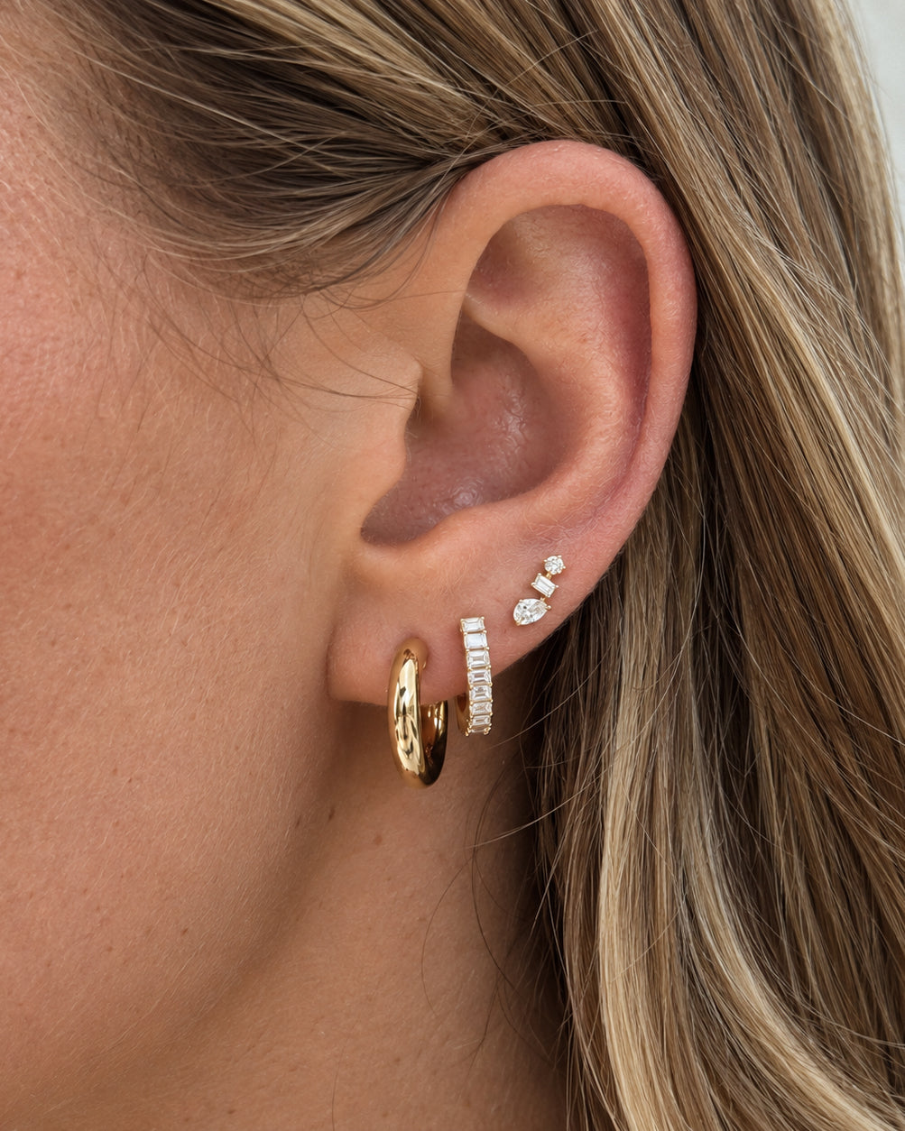 Diamond Multifaceted Stud Earrings