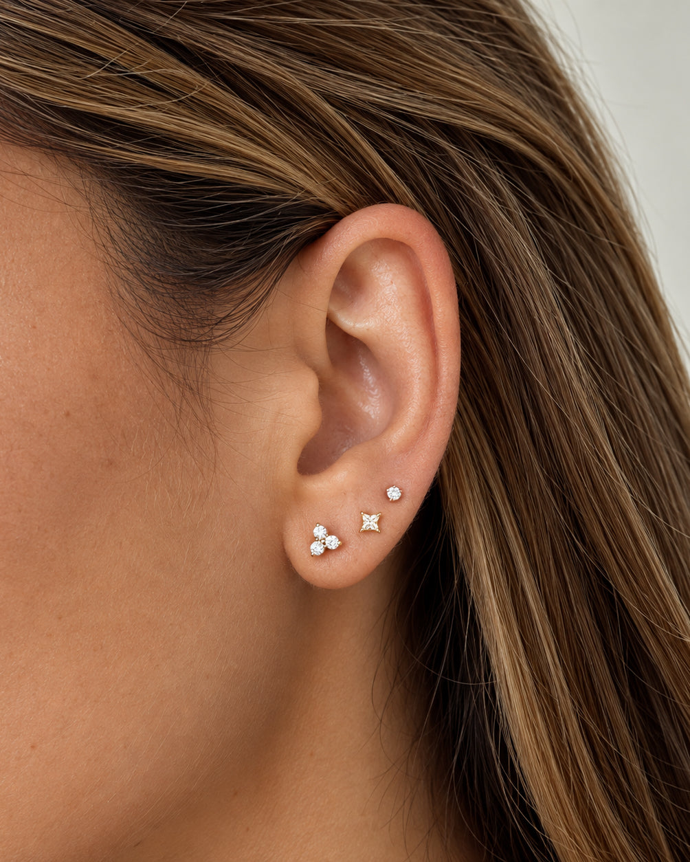 Diamond Trio Stud Earrings