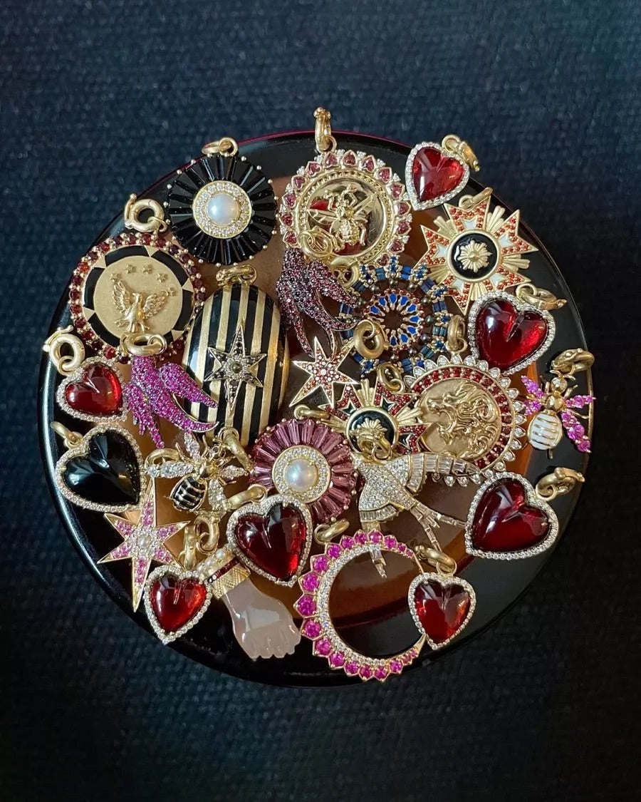 Diamond & Garnet Alana Heart Charm