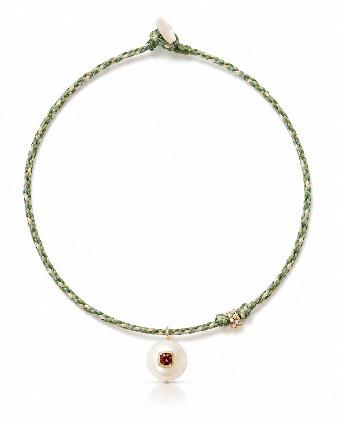 EDDIE garnet, diamond & pearl necklace