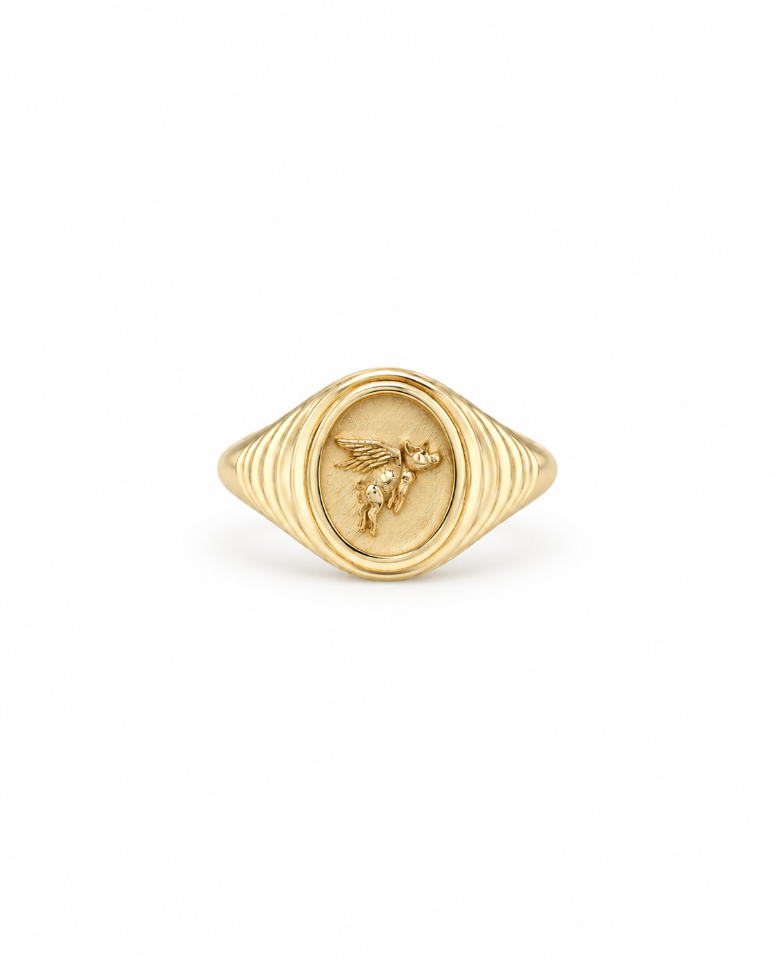 FLYING PIG Tiered Fantasy signet ring