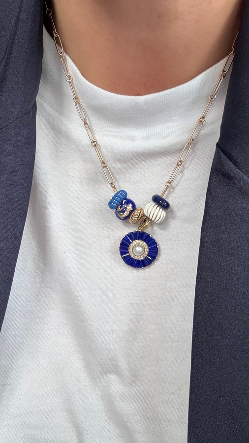 WAVE blue enamel big bead