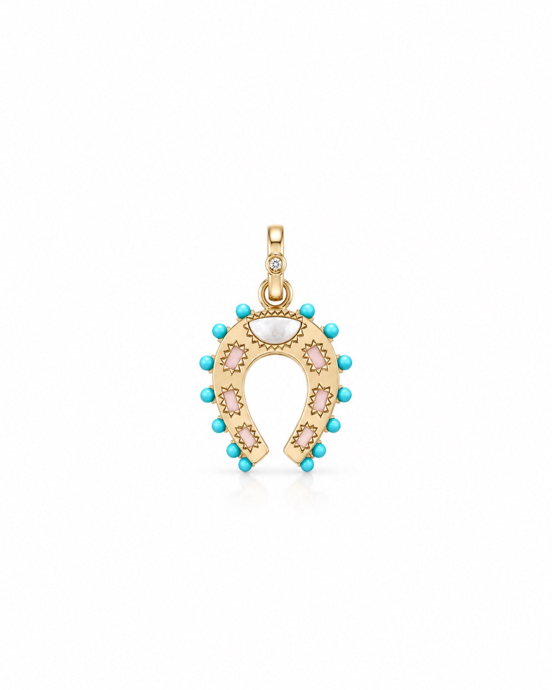 HOLLY Turquoise, opal & pearl horseshoe charm