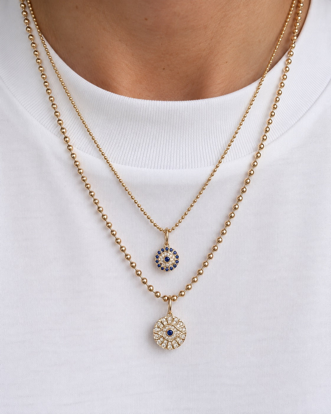 LARGE EVIL EYE diamond & sapphire Charm