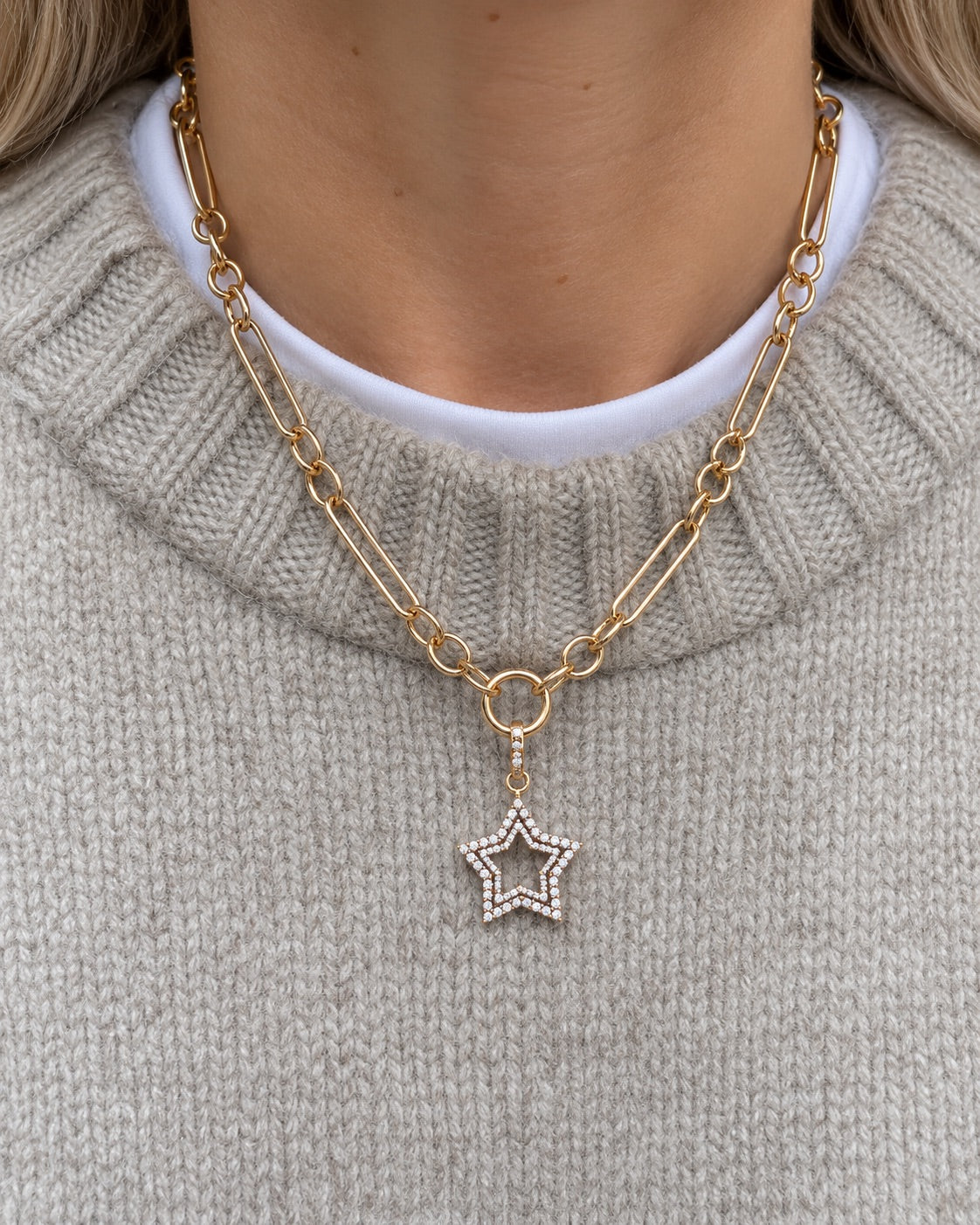 LARGE STAR lab diamond charm