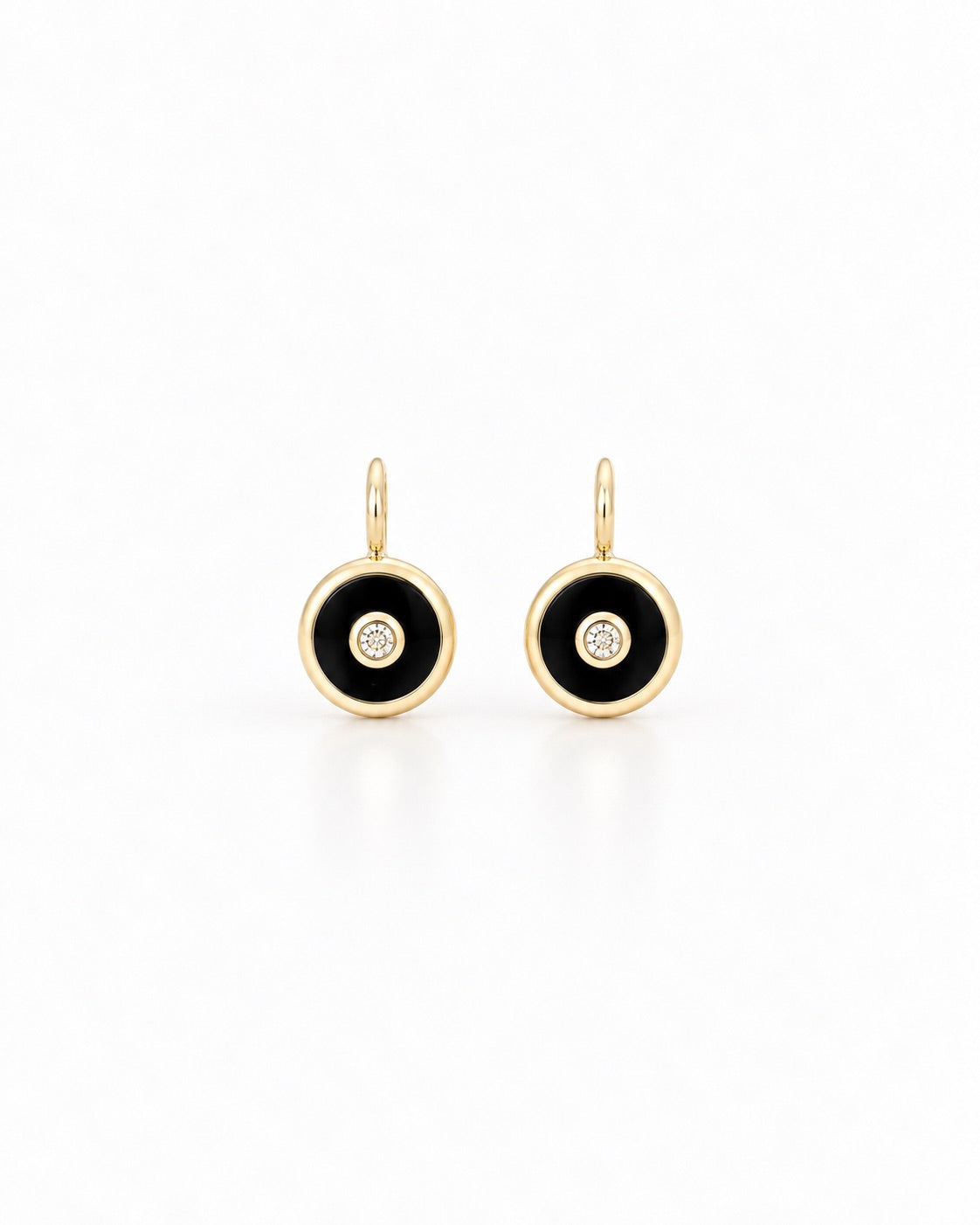 Midi Compass Black Onyx & Diamond Earrings