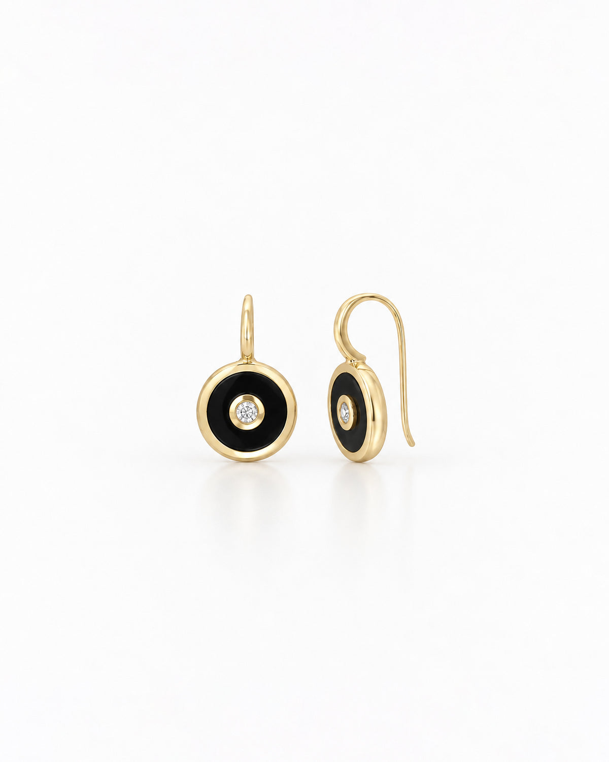 Midi Compass Black Onyx & Diamond Earrings