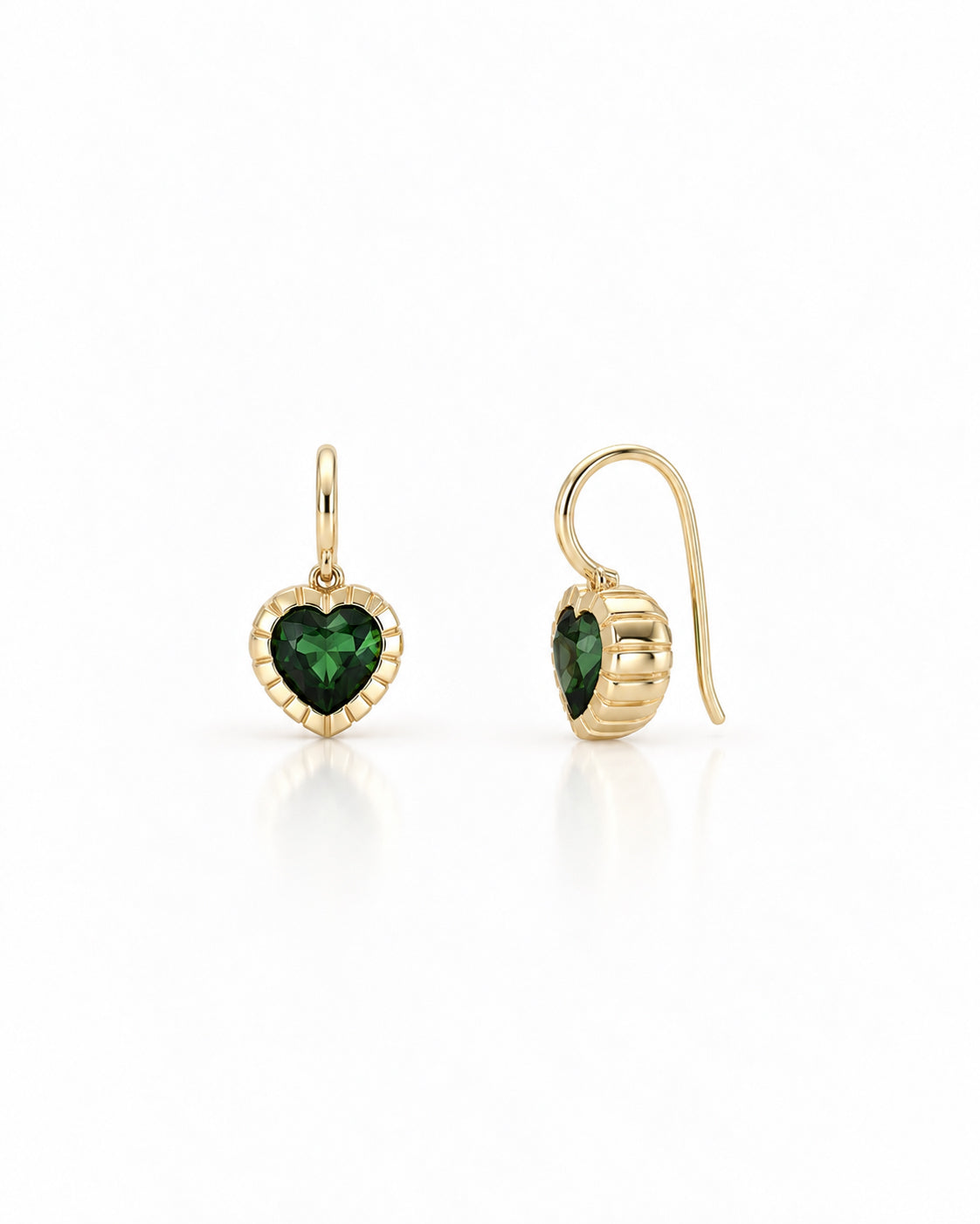 One of a Kind Green Tourmaline Heart Earrings