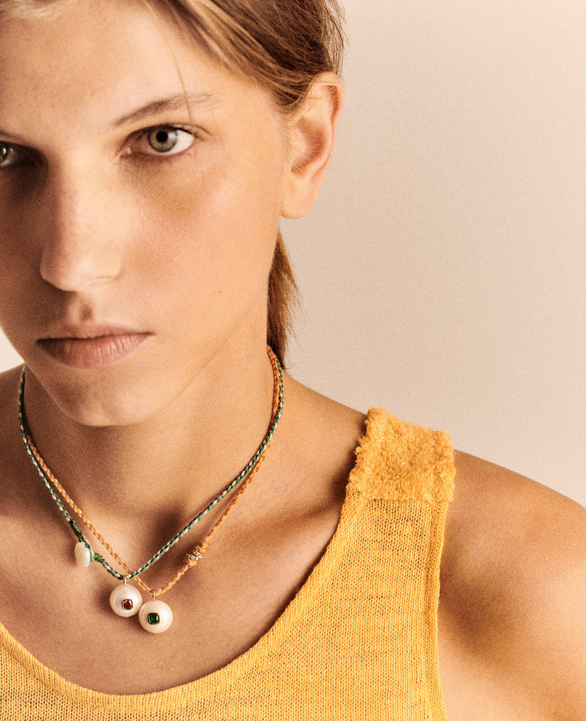 EDDIE garnet, diamond & pearl necklace